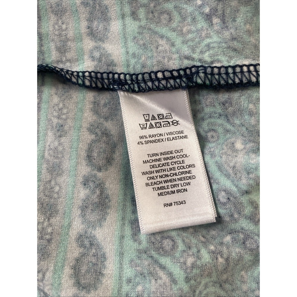 Lucky Brand Tee Shirt Dress Womens Plus Size 1X Blue/Green Paisley Print - Picture 10 of 11